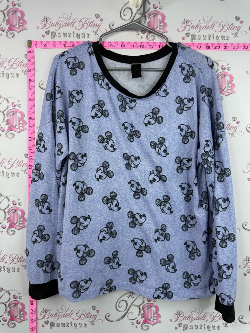 Disney long sleeve Mickey ears Light Blue & Black Mickey Mouse Pullover